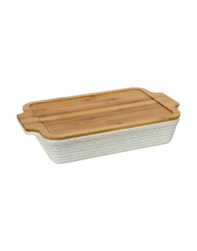 Πυρίμαχο ταψί stoneware-bamboo καπάκι 44x27x8 εκ. Cryspo Senso 37.080.79