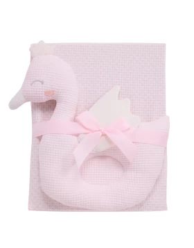 DAS BABY ΚΟΥΒΕΡΤΑ ΠΙΚΕ 75X100 RELAX 4956 PINK, WHITE