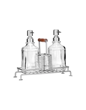 Σετ 2 γυάλινα ντισπένσερ κουζίνας μεταλλική βάση Estia Allure 01-26233