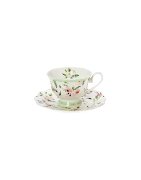 Φλυτζάνι πιατάκι καφέ πορσελάνη 100 ml Cryspo Trio Primavera Green