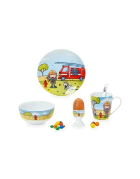 Παιδικό Σετ Φαγητού 5τμχ από Πορσελάνη Fireman - Cryspo Tio