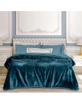 GREENWICH POLO CLUB ΚΟΥΒΕΡΤΑ VELOUR ΥΠΕΡΔΙΠΛΗ ESSENTIAL 3498 DARK AQUAMARINE