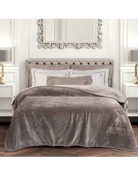GREENWICH POLO CLUB ΚΟΥΒΕΡΤΑ VELOUR ΜΟΝΗ ESSENTIAL 3497 TAUPE