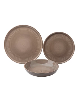 Σετ Πιάτα Ankor Stoneware 18 Τεμαχίων - Καφέ (Κωδ. 84904-18)