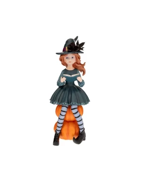 Διακοσμητική Μάγισσα Πάνω σε Κολοκύθα Πολυρεζίνης Iliadis 13.5×15×33 cm 91148