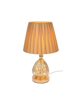 Λαμπατέρ Γυάλινο Διαφανές με Μπεζ Καπέλο & Φωτισμό Βάσης Iliadis 43 cm 91579