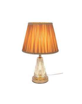 Λαμπατέρ Γυάλινο Διαφανές με Μπεζ Καπέλο & Φωτισμό Βάσης Iliadis 41 cm 91580