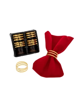 Σετ 6 Χρυσά Δαχτυλίδια Πετσέτας Τύπου Κρίκος Iliadis 91831