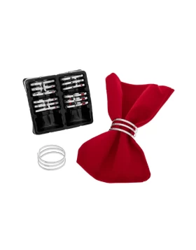 Σετ 6 Ασημί Δαχτυλίδια Πετσέτας Τύπου Κρίκος Iliadis 91832