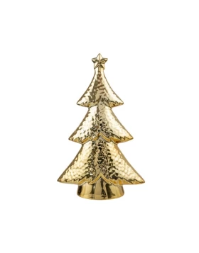Κεραμικό Χριστουγεννιάτικο Δεντράκι Σφυρήλατο Χρυσό 24×16×6 εκ 50460