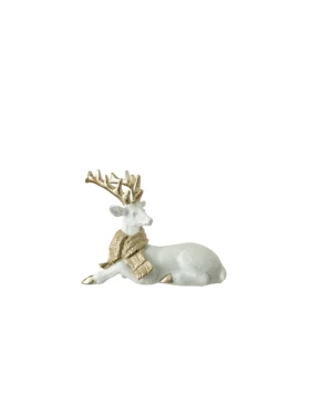 Ταρανδάκι Διακοσμητικό Λευκό με Σαμπανί Κασκόλ 18×10×14 εκ 50510