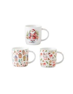 Κούπα Πορσελάνης Marva Pink Christmas 350 ml - 3 Σχέδια - 574144