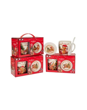 Σετ Χριστουγεννιάτικη Κούπα με Πιατάκι & Κουτάλι σε Κουτί Δώρου 91816