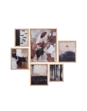 Σετ 6 Πίνακες σε Καμβά με Κορνίζα Iliadis σε Γήινους Τόνους 89179