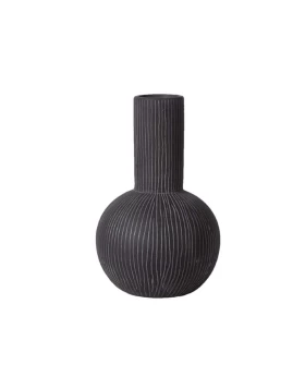 Κεραμικό Βάζο Espiel Ανθρακί με Ανάγλυφες Γραμμές 32.1 εκ. - TOF201