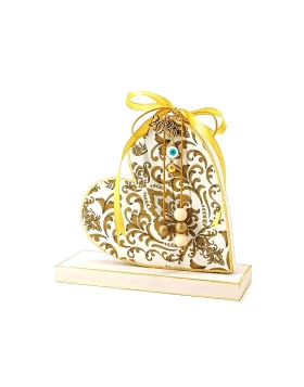 Ξύλινο Γούρι Καρδιά Λευκή - KorresCraft 262-106-03