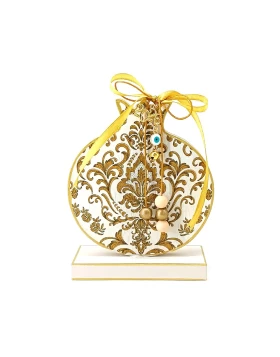 Ξύλινο Γούρι Ρόδι Λευκό - KorresCraft 262-106-04