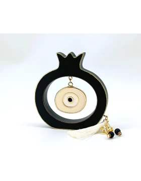 Ξύλινο Ρόδι Γούρι 2026 Μαύρο με Μάτι  KorresCraft 262-038-4-B