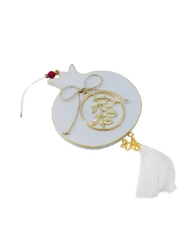 Ξύλινο Κρεμαστό Ρόδι Γούρι 2026 Λευκό - KorresCraft 262-046-5-W