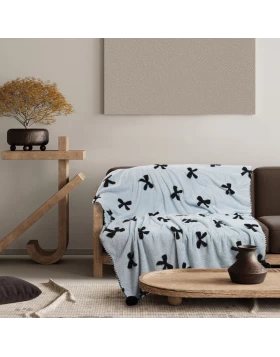 DAS HOME ΚΟΥΒΕΡΤΑ ΚΑΝΑΠΕ JACQUARD FLEECE 1380 LIGHT BLUE