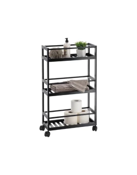 Ραφιέρα Μπάνιου Bamboo με 3 Ράφια & Ρόδες MRShome - DS-1208000