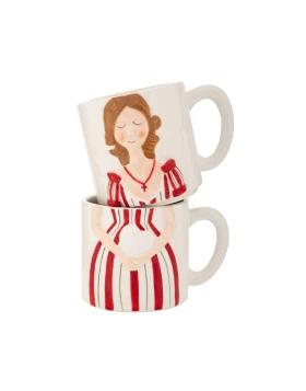 Σετ 2 Στοιβαζόμενες Κεραμικές Κούπες  Άγγελος με Καρδιά - Iliadis (18 εκ.) 90768