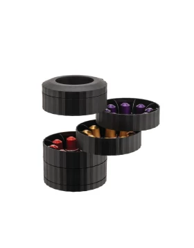 Alessi Plissé Θήκη για 40 Κάψουλες Espresso με 5 Περιστρεφόμενα Ράφια - Μαύρο (MDL19 B)