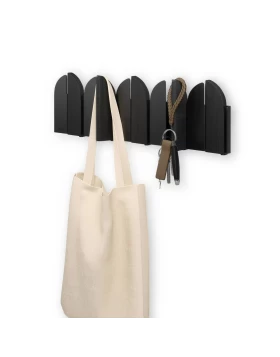 Umbra Saloon 1022942-040 Κρεμάστρα Τοίχου με 5 Αναδιπλούμενους Γάντζους - Μαύρο / Ξύλο