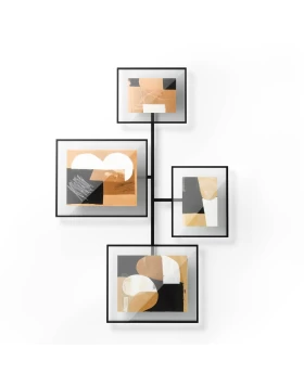 Umbra Flute Gallery Frame 1023082-040 - Μαύρη Μεταλλική Σύνθεση 4 Φωτογραφιών με Ραβδωτό Γυαλί