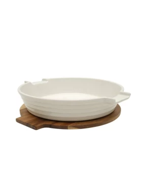 Πυρίμαχο Πορσελάνης με Καπάκι/Βάση Ακακίας 33,3x30x6,3εκ. Espiel YUB107