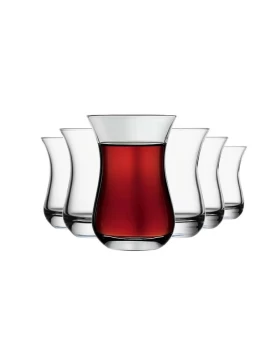 Σετ έξι γυάλινα φλιτζάνια τσαγιού Pasabahce Tempo σε minimal σχεδιασμό.