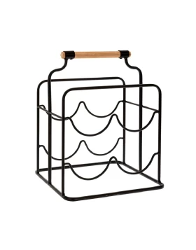 Μεταλλική Κάβα Κρασιών 4 Θέσεων Iliadis 88182 με Ξύλινη Λαβή (26x23,5x32cm)