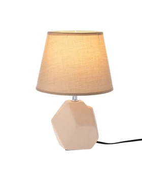 Κεραμικό Επιτραπέζιο Φωτιστικό Iliadis 91559 Μπεζ με Υφασμάτινο Καπέλο (Φ20x29,5cm)