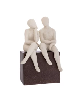 Iliadis Λευκή Πολυρεζίν Φιγούρα Ζευγαριού σε Καφέ Βάση 14x9x22εκ. (92331)