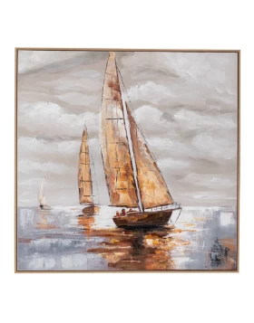 Iliadis Sail Boat Πίνακας Ελαιογραφία με Κορνίζα σε Τυπωμένο Καμβά 100x100εκ. (92731)