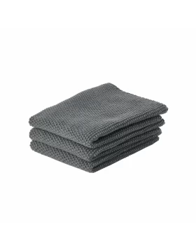 Zone Denmark Σετ 3 Πλεκτές Πετσέτες Κουζίνας 100% Οργανικό Βαμβάκι - Anthracite (330474)