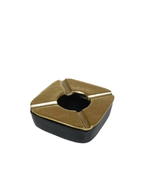 Σταχτοδοχείο Αλουμινίου Αντιανεμικό Χρυσό-Μαύρο 10.5Χ10.5 Χ3 εκ. - Espiel ASR107