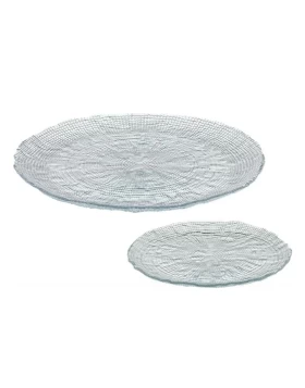 Σετ Πάστας Γυάλινο 7 Τεμαχίων Cryspo Trio Kanvas (Πιατέλα 33εκ. & 6 Πιατάκια 21εκ.)