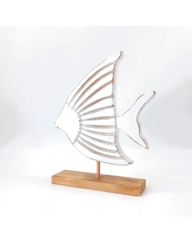 Διακοσμητικό Επιτραπέζιο Ψάρι Λευκό Μεγάλο Ξύλινο - KorresCraft - 290-003-02