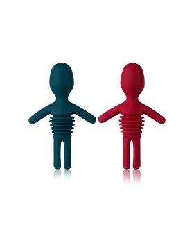 Innovine Σετ 2 τμχ Πώματα Μπουκαλιού από Σιλικόνη Ανθρωπάκια (Μπλε & Κόκκινο)