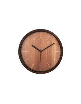 Ρολόι Τοίχου Στρογγυλό Καφέ Όψη Ξύλου Φ22εκ Πλαστικό - Iliadis - 92650