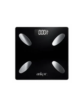 Ankor ηλεκτρονική ζυγαριά μπάνιου με Bluetooth και 8 μετρήσεις μαύρη 28x28 εκ. 851904