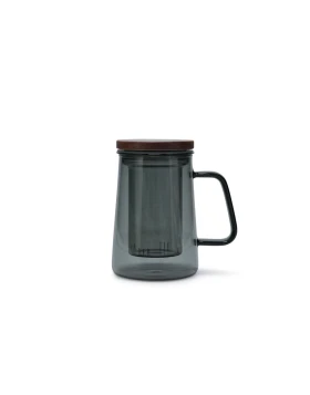 Salt&Pepper Κούπα Τσαγιού Luma 630ml με Γυάλινο Φίλτρο & Ξύλινο Καπάκι - Smoked Grey - 800201