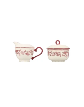 Salt&Pepper Σετ Ζαχαριέρα & Γαλατιέρα Cyril - Burgundy Floral Porcelain
