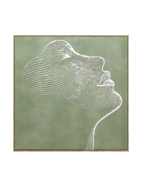 Πίνακας σε Καμβά Espiel FAL416 Abstract Face Πράσινο/Λευκό με Ανάγλυφη Υφή 60x60cm