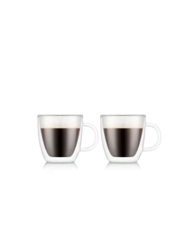 Bodum Bistro 10602-10 Ποτήρια Καφέ με Χερούλι & Διπλό Τοίχωμα - 150ml (Σετ 2 τεμαχίων)