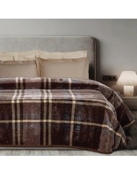 DAS HOME ΚΟΥΒΕΡΤΑ VELOUR ΥΠΕΡΔΙΠΛΗ 1384 BROWN
