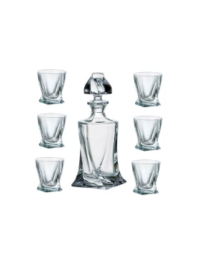 Σετ καράφα 6 σφηνάκια Bohemia Crystal Quadro