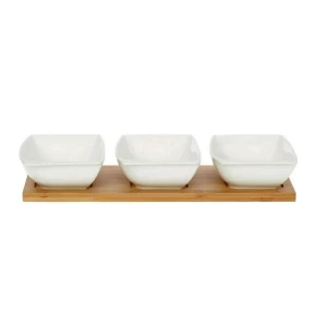 Βάση bamboo με 3 μπολ σερβιρίσματος Cryspo Trio Lotos 03408