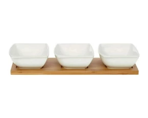 Βάση bamboo με 3 μπολ σερβιρίσματος Cryspo Trio Lotos 03408